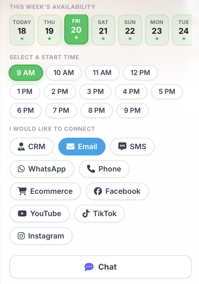 Step 2 — Scheduling: Day, Time, Channel